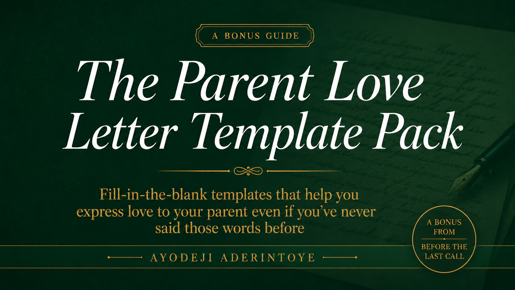 The Parent Love Letter Template Pack — Bonus 2 ebook cover